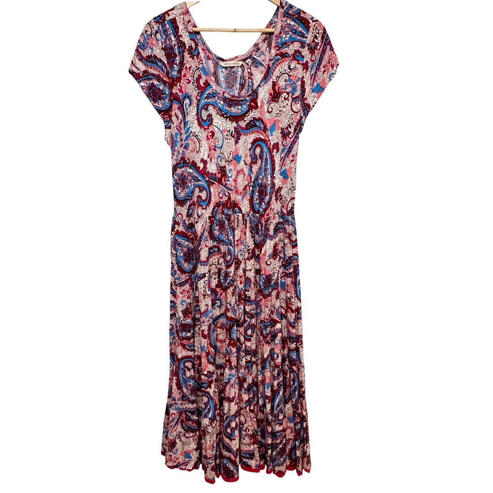 Soft Surroundings Paisley Viscose Tiered Maxi Dress Womens XL Flowy Feminine